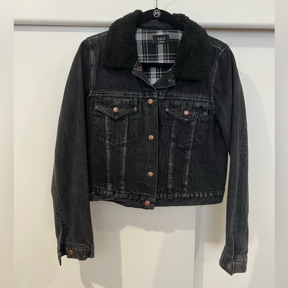 VICI flannel lined denim jacket